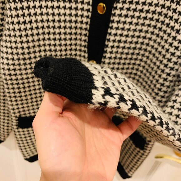 1950’s Brooks Brothers Vintage Thick Heavy Wool Women’s Cardigan Medium Dogtooth - Picture 10 of 14